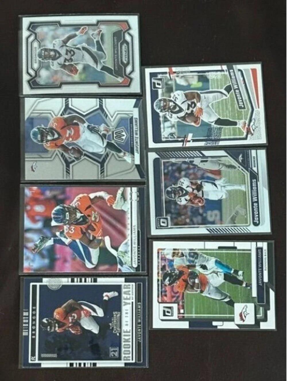 2021 Denver RB Javonte Williams Panini Rookie of the Year RC + Donruss Optic, Mo